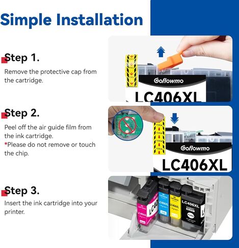 خراطيش حبر LC406XL LC406 لطابعة Brother LC 406 XL 406XL MFC-J4335DW خرطوشة حبر متوافقة مع طابعة Brother MFC-J4535DW MFC-J5855DW MFC-J6555DW MFC-J6955DW (4 عبوات عالية الإنتاجية، BK/C/M/Y) in Kuwait
