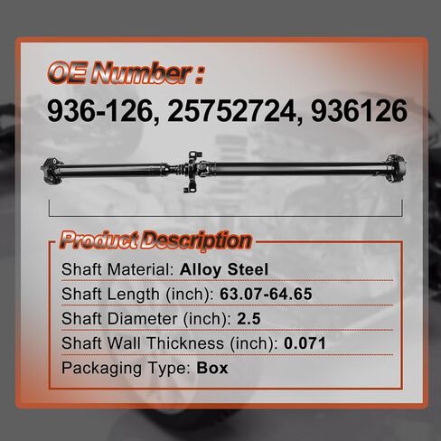 25752724 Rear Complete Drive Shaft Prop Shaft Driveshaft Assembly Compatible with Cadillac CTS 2003-2004 3.2L, Automatic Transmission, Replace OE 936-126, 25752724, 936126 in Saudi Arabia