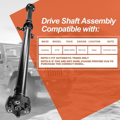 25752724 Rear Complete Drive Shaft Prop Shaft Driveshaft Assembly Compatible with Cadillac CTS 2003-2004 3.2L, Automatic Transmission, Replace OE 936-126, 25752724, 936126 in Saudi Arabia