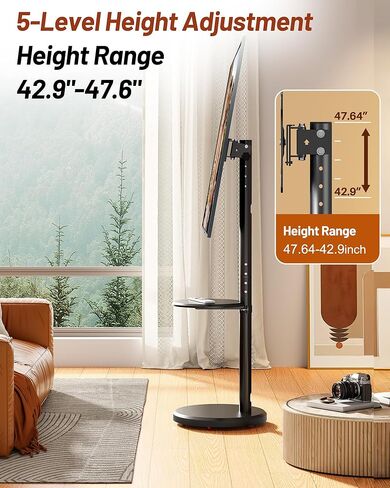 حامل تلفزيون متدحرج لأجهزة تلفزيون مقاس 10-46 بوصة، وعربة تلفزيون متنقلة صغيرة مع رف وعجلات مخفية، من صورة إلى مناظر طبيعية، حامل تلفزيون متنقل على الأرضية الحديثة لغرفة المعيشة، ارتفاع قابل للتعديل، الحد الأقصى 200 × 200 مم (أبيض) in Kuwait