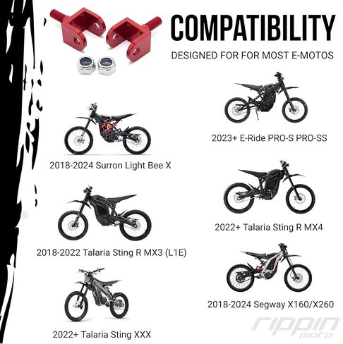 حوامل ربط القدم البديلة لـ E-Ride PRO SS، Sur-Ron Light Bee LBX، Talaria Sting MX3 MX4، Talaria XXX - ألومنيوم مؤكسد خفيف الوزن 7075 T6، عبوتان (أسود) in Kuwait