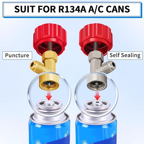 Boltigen R134A Adapters Kit, R134A Quick Couplers with Self Sealing & Puncture Can Taps, 134A Refrigerant Manifold Adapter & Can Tap, AC Freon Can Tap Adapter Set, for R134a System Refrigerant Refill in Kuwait