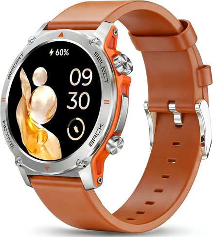 Popglory Smart Watch, 1.43''AMOLED 45mm Military Smartwatch Men Women Answer/Make Call, Digital Fitness Watch, 110+ Sports, Blood Pressure, Heart Rate, Stress Monitor Sports Watch for Android or iOS in Kuwait