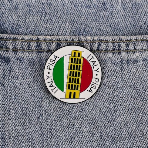 Pisa Italy Enamel Pin, Leaning Tower Italy Flag Pin Brooch, Italia Traveling Badge Brooch, Italia Souvenir Badges Gift For Pisa Traveler Traveling Lover, Europe Travel, Italian Culture Decorative Accessories in Saudi Arabia