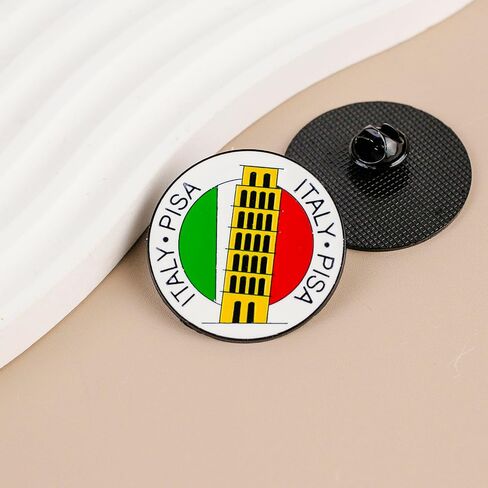 Pisa Italy Enamel Pin, Leaning Tower Italy Flag Pin Brooch, Italia Traveling Badge Brooch, Italia Souvenir Badges Gift For Pisa Traveler Traveling Lover, Europe Travel, Italian Culture Decorative Accessories in Saudi Arabia