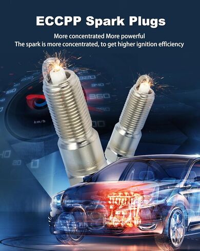 ECCPP Spark Plug Platinum Iridium Fit for Chrysler for PT Cruiser 2001-2010,for Jeep for Wrangle 2003-2006 Replacement for 2313 (4 Spark Plugs) in Kuwait