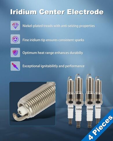 ECCPP Spark Plug Platinum Iridium Fit for Chrysler for PT Cruiser 2001-2010,for Jeep for Wrangle 2003-2006 Replacement for 2313 (4 Spark Plugs) in Kuwait