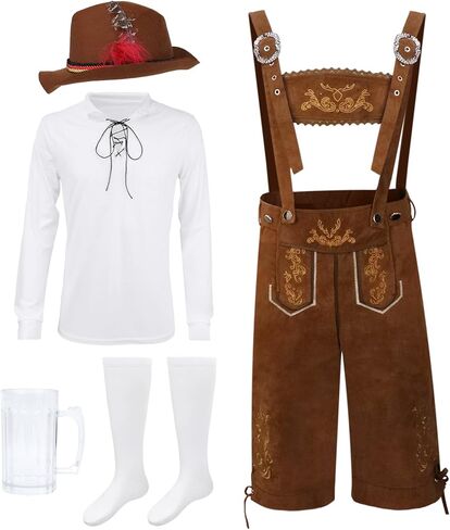 مجموعة أزياء مهرجان أكتوبر الألماني للرجال، مجموعة أزياء بافارية ليدرهوسين للرجال للبالغين لمهرجان البيرة في الهالوين in Kuwait