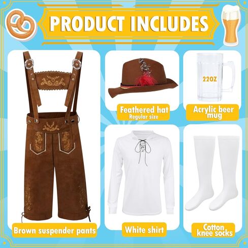مجموعة أزياء مهرجان أكتوبر الألماني للرجال، مجموعة أزياء بافارية ليدرهوسين للرجال للبالغين لمهرجان البيرة في الهالوين in Kuwait