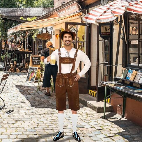 مجموعة أزياء مهرجان أكتوبر الألماني للرجال، مجموعة أزياء بافارية ليدرهوسين للرجال للبالغين لمهرجان البيرة في الهالوين in Kuwait