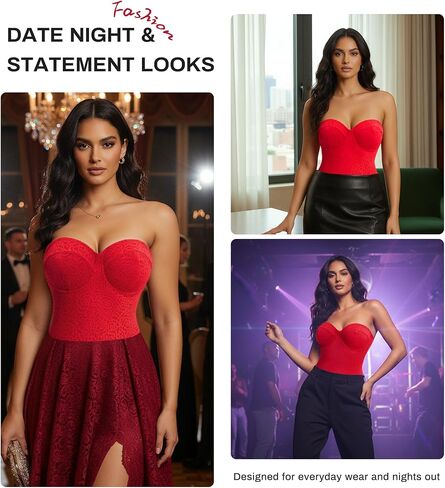 Nebility Shapewear Bodysuit for Women - Lace Thong Bodysuit with Underwire Strapless Body Shaper for Night Out in Saudi Arabia