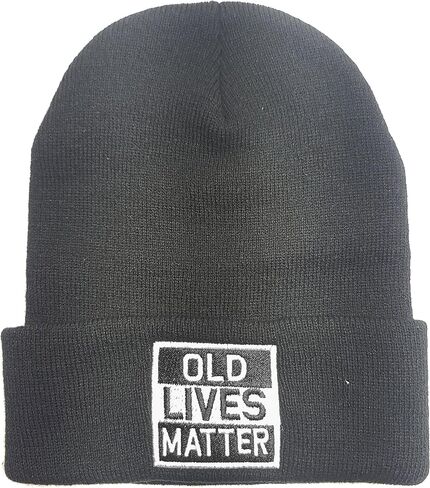 Old Lives Matter Beanie Knit Hat Warm Black Beanie | Great Dad Mom Birthday Beanie Gift - Funny Birthday Watch Cap Gifts in Saudi Arabia
