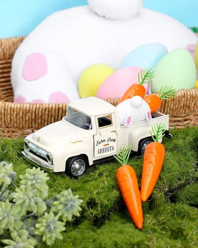 Huray Rayho Pink Christmas Metal Truck Decor with Christmas Tree for Tiered Tray Decor Vintage White Pickup Truck Farmhouses Decor Holiday Farm Truck for Home Kitchen Table Centerpiece Decoration in Kuwait