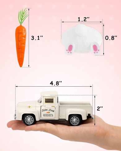 Huray Rayho Pink Christmas Metal Truck Decor with Christmas Tree for Tiered Tray Decor Vintage White Pickup Truck Farmhouses Decor Holiday Farm Truck for Home Kitchen Table Centerpiece Decoration in Kuwait