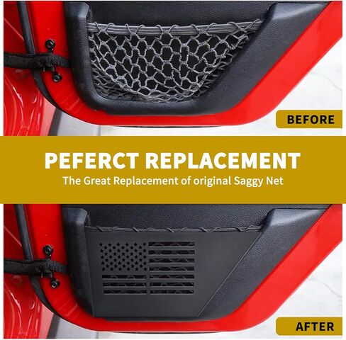 Metal Rear Door Storage Boxes Compatible with 2007-2018 Jeep Wrangler JK JKU 2/4 Door, 2 Packs Rear Door Side Insert Organizer Pockets for Jeep Saggy Net Replacement(Black) in Saudi Arabia