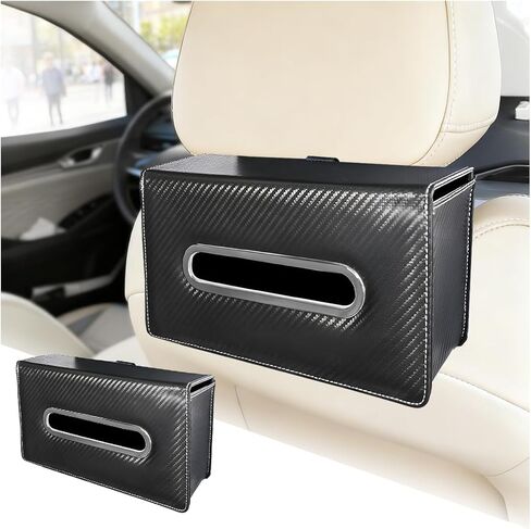 Car Tissue Holder, Leather Rectangle Vehicle Seat Back Hanging Tissue Dispenser Box Cover, Keep Tidy Automotive Interior Napkin Organizer, Universal for SUV Sedan Truck (Gray) in Saudi Arabia