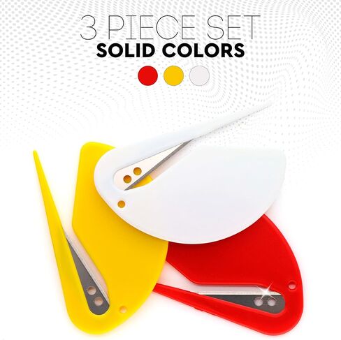3" Letter Envelope Opener Envelope Slitter Set, Efficient Envelope Opener Slitter, Mail Opener Blade 6 Pcs in Red, Yellow, and White - by Rampro in Kuwait