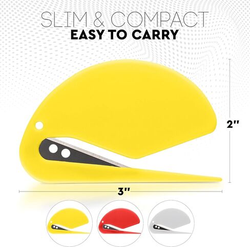 3" Letter Envelope Opener Envelope Slitter Set, Efficient Envelope Opener Slitter, Mail Opener Blade 6 Pcs in Red, Yellow, and White - by Rampro in Kuwait