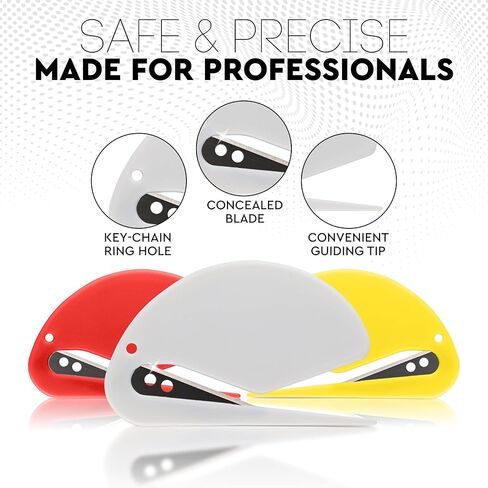 3" Letter Envelope Opener Envelope Slitter Set, Efficient Envelope Opener Slitter, Mail Opener Blade 6 Pcs in Red, Yellow, and White - by Rampro in Kuwait