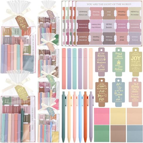 Funrous 6 Sets Easter Christian Bible Study Supplies Bulk Bible Journaling Kit Religious Stick Note and Pens Christian Gifts Bulk Church Index Favor Set for Vbs Prizes Easter Gift Party Supplies in Saudi Arabia