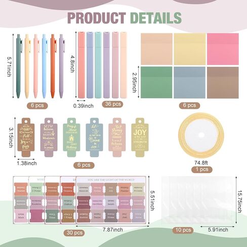 Funrous 6 Sets Easter Christian Bible Study Supplies Bulk Bible Journaling Kit Religious Stick Note and Pens Christian Gifts Bulk Church Index Favor Set for Vbs Prizes Easter Gift Party Supplies in Saudi Arabia