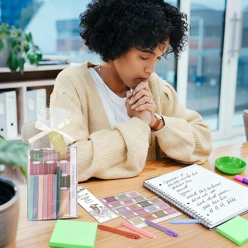Funrous 6 Sets Easter Christian Bible Study Supplies Bulk Bible Journaling Kit Religious Stick Note and Pens Christian Gifts Bulk Church Index Favor Set for Vbs Prizes Easter Gift Party Supplies in Saudi Arabia