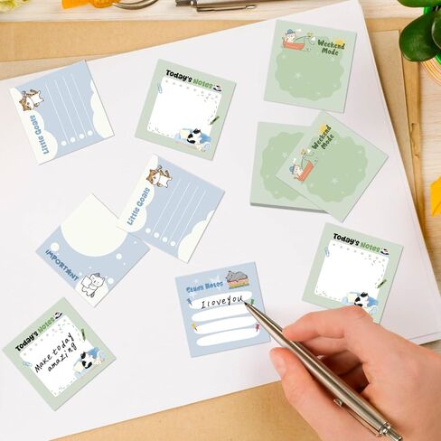 Cat Sticky Notes Gifts - 12 Pack Cartoon Cat Notepads 3x3 Inch, Kitten Gifts for Cats Lovers Animals, Kitten Memo Pads Office School Supplies for Friends Coworkers (600 Sheets) in Kuwait