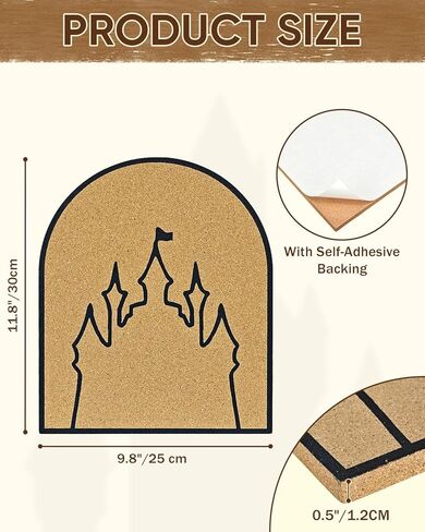 لوحة الفلين ذات دبوس القلعة، لوحة إعلانات مقوسة، ذاتية اللصق، 9.8 بوصة × 11.8 بوصة، سمك 1/2 بوصة (أسود) in Kuwait