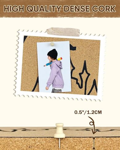 لوحة الفلين ذات دبوس القلعة، لوحة إعلانات مقوسة، ذاتية اللصق، 9.8 بوصة × 11.8 بوصة، سمك 1/2 بوصة (أسود) in Kuwait