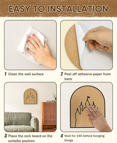 لوحة الفلين ذات دبوس القلعة، لوحة إعلانات مقوسة، ذاتية اللصق، 9.8 بوصة × 11.8 بوصة، سمك 1/2 بوصة (أسود) in Kuwait