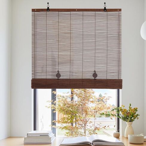 ALIMOO Bamboo Blinds for Interior Windows, Light Filtering Roll Up Windows Shade for Indoor Outdoor Home Patio Porch, 36" W x 72" H in Kuwait