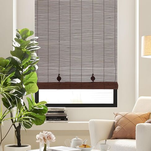 ALIMOO Bamboo Blinds for Interior Windows, Light Filtering Roll Up Windows Shade for Indoor Outdoor Home Patio Porch, 36" W x 72" H in Kuwait