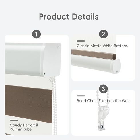 GHV Corded Zebra Blinds for Windows Room Darkening Blinds Dual Layer Privacy for Home and Office (Coffee, 34 in(W) x 72 in(H)) in Saudi Arabia