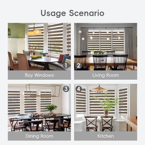 GHV Corded Zebra Blinds for Windows Room Darkening Blinds Dual Layer Privacy for Home and Office (Coffee, 34 in(W) x 72 in(H)) in Saudi Arabia