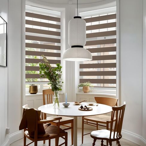 GHV Corded Zebra Blinds for Windows Room Darkening Blinds Dual Layer Privacy for Home and Office (Coffee, 34 in(W) x 72 in(H)) in Saudi Arabia