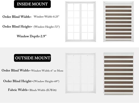 GHV Corded Zebra Blinds for Windows Room Darkening Blinds Dual Layer Privacy for Home and Office (Coffee, 34 in(W) x 72 in(H)) in Saudi Arabia