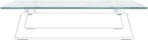 vidaXL White Tempered Glass Monitor Stand - Metal Computer Riser, Ergonomic Design, Extra Underneath Storage for Desk Organization, Sleek Modern Office Accessory, Standard, 374219 in Kuwait