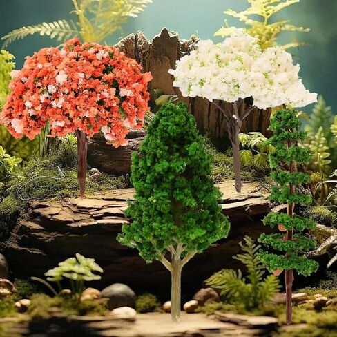Mini Artificial Trees Simulation Plant Ornaments Colorful Micro Landscape Accessories for Fairy Garden Home and Party Decor (Red Maple, 7.3x6cm) in Saudi Arabia