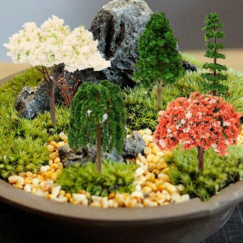 Mini Artificial Trees Simulation Plant Ornaments Colorful Micro Landscape Accessories for Fairy Garden Home and Party Decor (Red Maple, 7.3x6cm) in Saudi Arabia