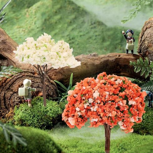 Mini Artificial Trees Simulation Plant Ornaments Colorful Micro Landscape Accessories for Fairy Garden Home and Party Decor (Red Maple, 7.3x6cm) in Saudi Arabia