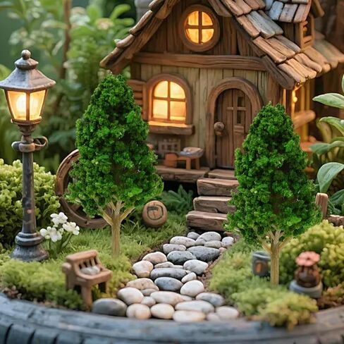 Mini Artificial Trees Simulation Plant Ornaments Colorful Micro Landscape Accessories for Fairy Garden Home and Party Decor (Red Maple, 7.3x6cm) in Saudi Arabia