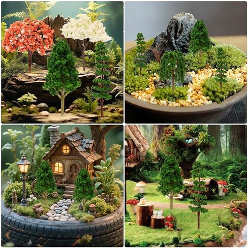 Mini Artificial Trees Simulation Plant Ornaments Colorful Micro Landscape Accessories for Fairy Garden Home and Party Decor (Red Maple, 7.3x6cm) in Saudi Arabia