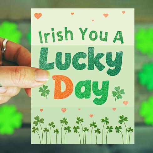 Fancy Land St. Patrick's Day Cards with Envelopes 24 Pack Funny St Patricks Cards Glitter Dog Chicken Shamrock Cards Blank Inside Party Supplies in Saudi Arabia