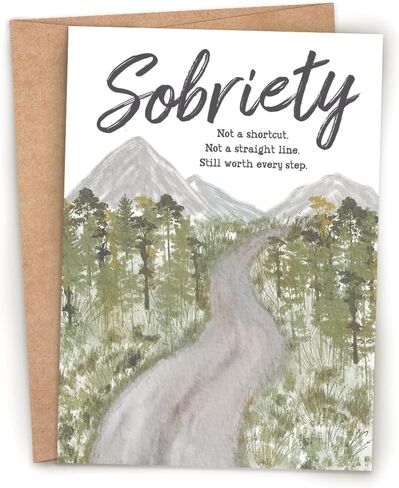 m&h invites Sobriety Winding Road Encouragement Card – Soberversary Milestone Card – AA NA Addiction Recovery in Saudi Arabia