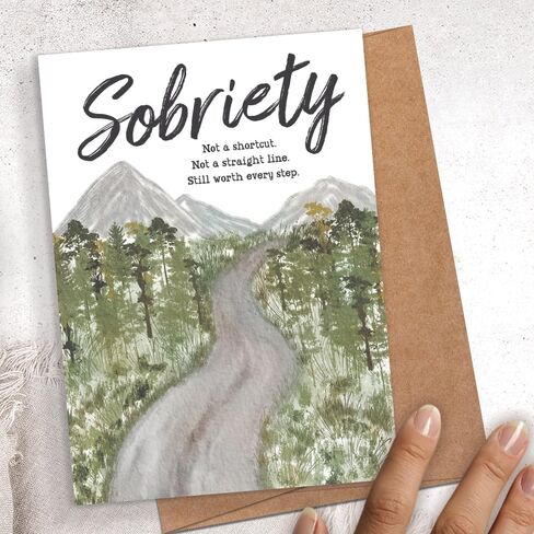 m&h invites Sobriety Winding Road Encouragement Card – Soberversary Milestone Card – AA NA Addiction Recovery in Saudi Arabia