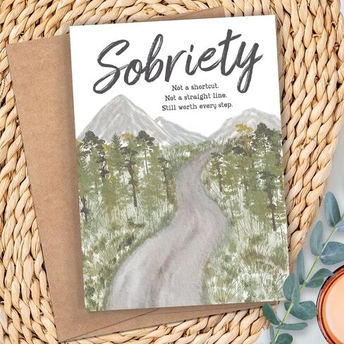 m&h invites Sobriety Winding Road Encouragement Card – Soberversary Milestone Card – AA NA Addiction Recovery in Saudi Arabia