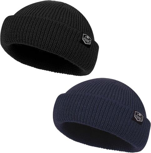 Fisherman Beanie Roll-up Edge Trawler Beanie Skullcap Watch Hat Knit Short Cap in Kuwait