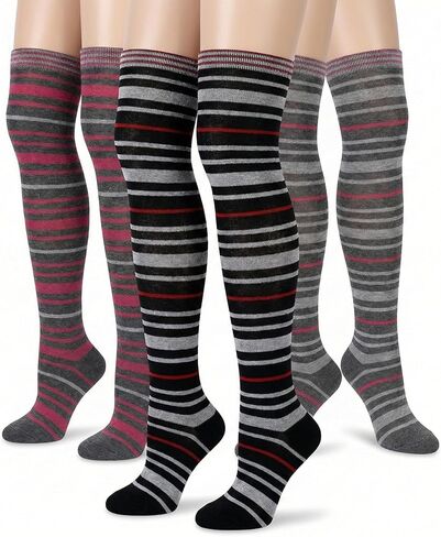 Women's 3 Pairs Over The Knee High Socks in Kuwait