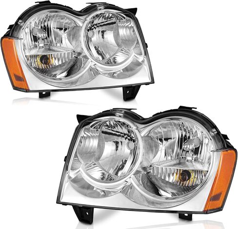 لمجموعة المصابيح الأمامية Jeep Grand Cherokee 4Dr 2005-2007، مجموعات المصابيح الأمامية متوافقة مع 05 06 07 Jeep Grand Headlight Assembly زوج الأسلاك متضمنة in Saudi Arabia