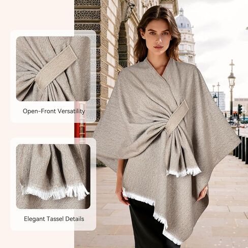 QUIRAI Shawl Wraps for Women, Elegant Pashmina Wraps for Mothers Day Gifts, Open Front Poncho for Spring Fall Winter in Saudi Arabia